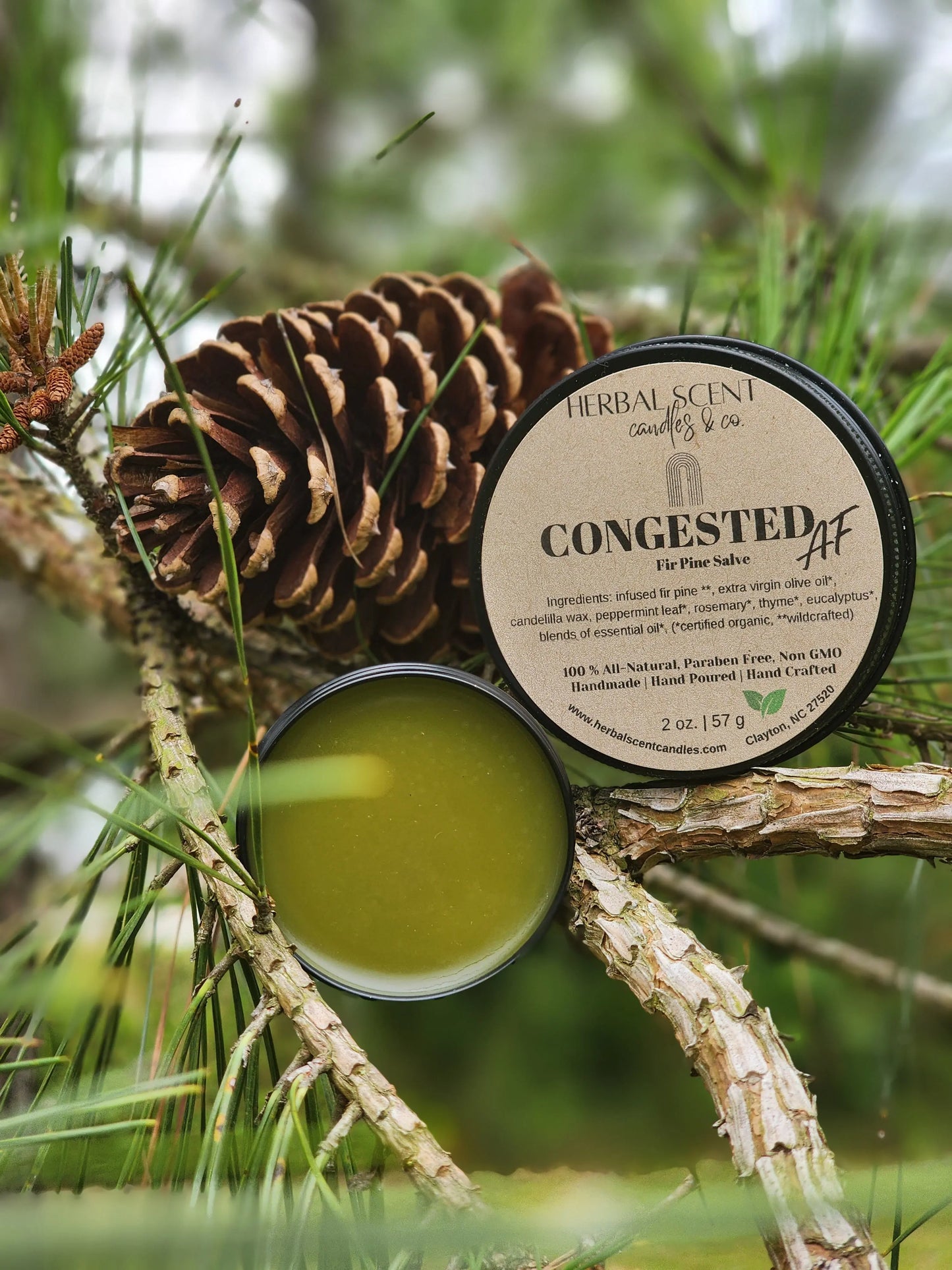 🌿 Congested AF Fir Pine Salve - Vegan Friendly Herbal Scent Candles & Co.
