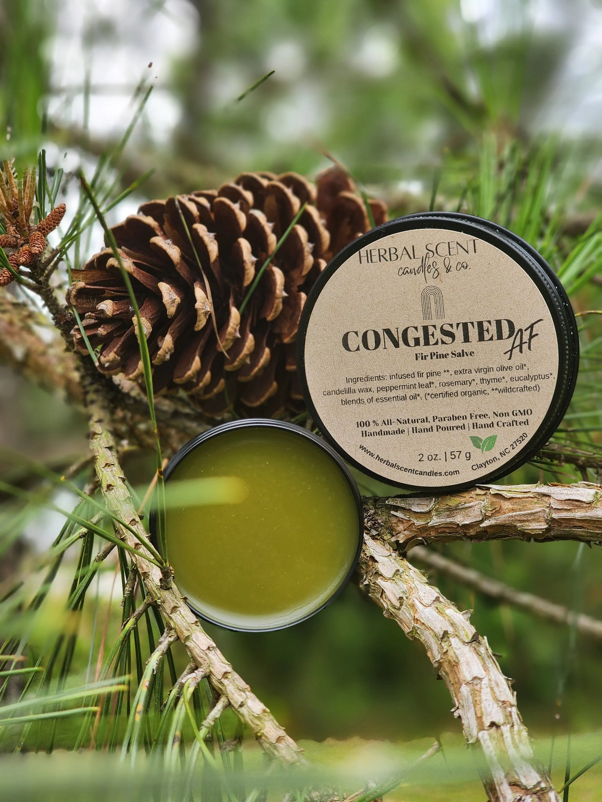 🌿 Congested AF Fir Pine Salve - Vegan Friendly Herbal Scent Candles & Co.