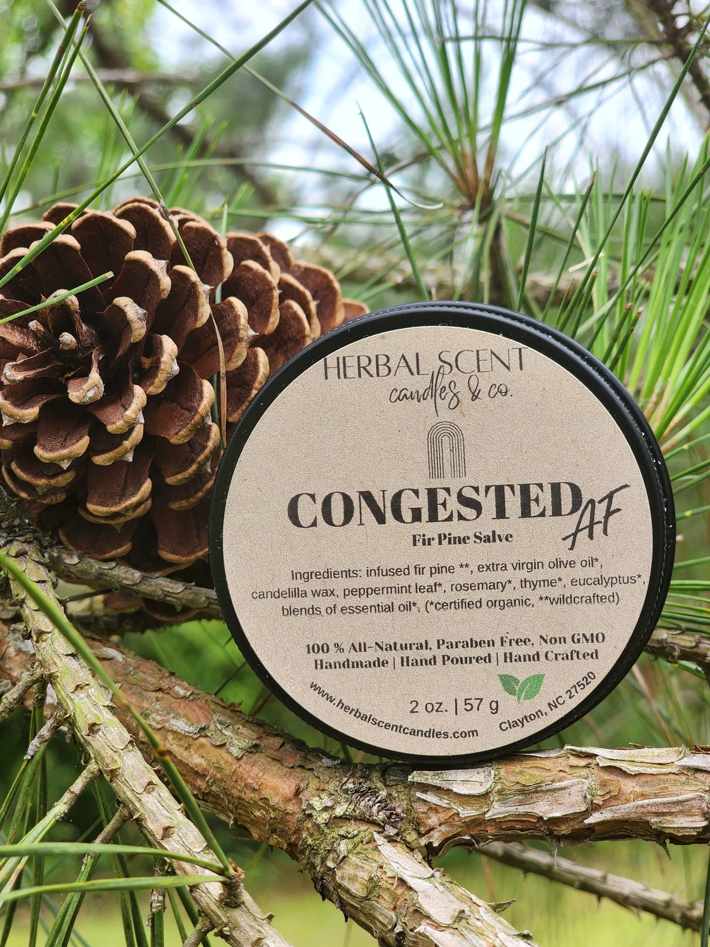 🌿 Congested AF Fir Pine Salve - Vegan Friendly Herbal Scent Candles & Co.