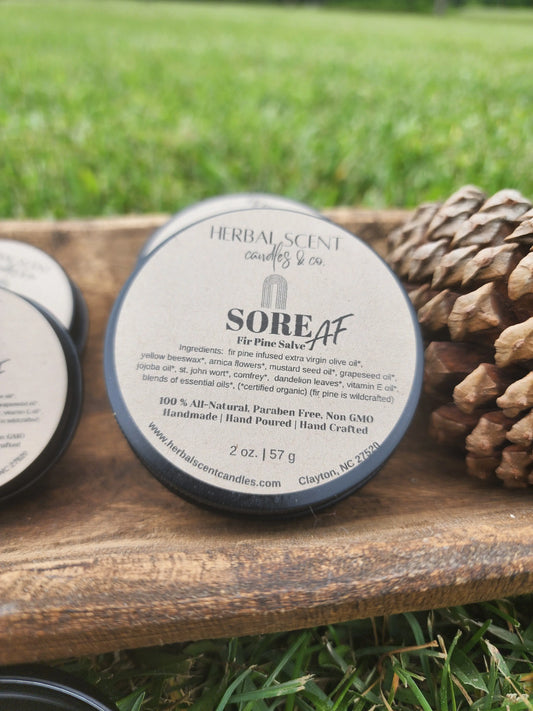 Sore AF Fir Pine Salve Herbal Scent Candle & Co.
