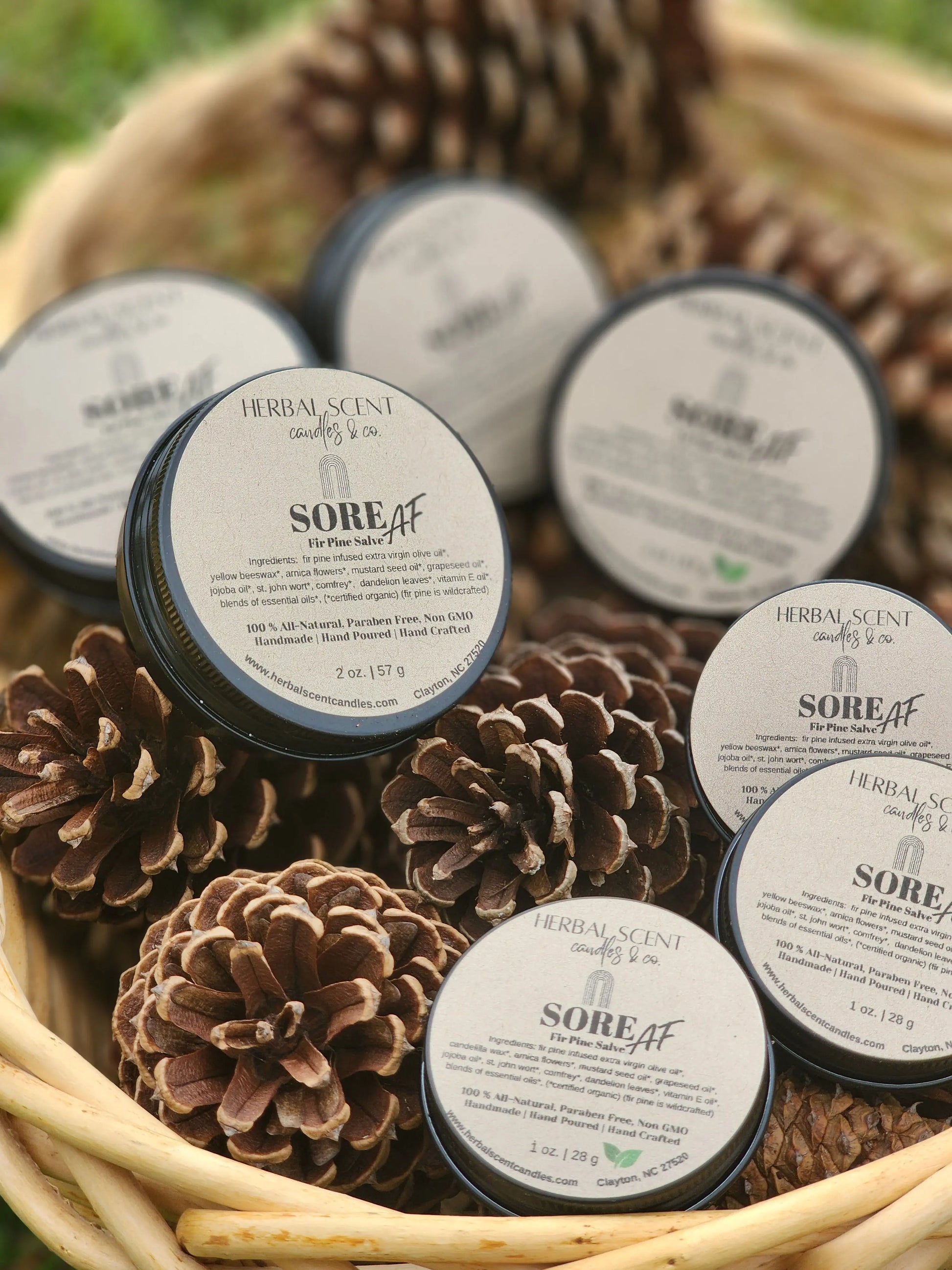 Sore AF Fir Pine Salve Herbal Scent Candle & Co.