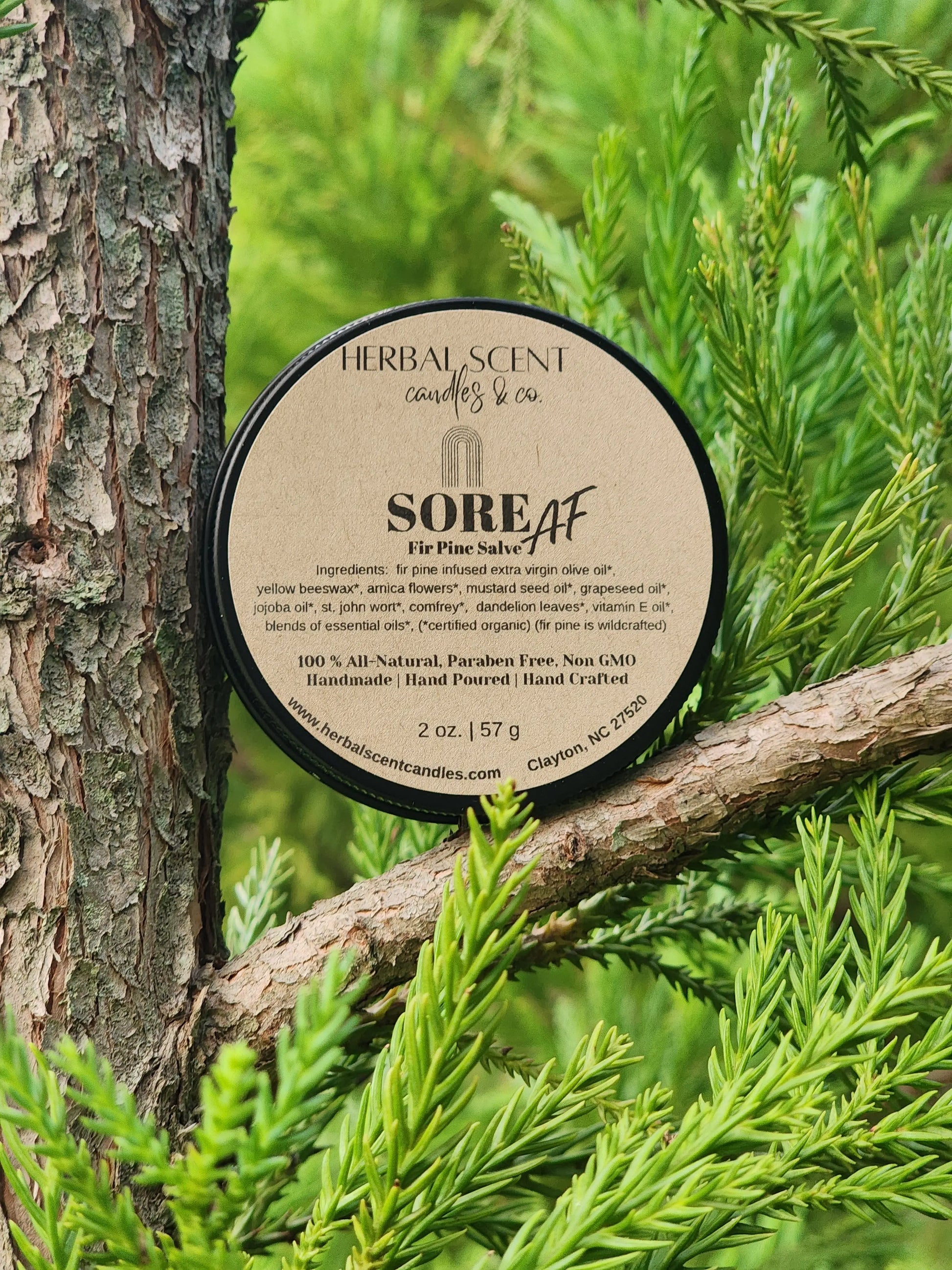 Sore AF Fir Pine Salve Herbal Scent Candle & Co.