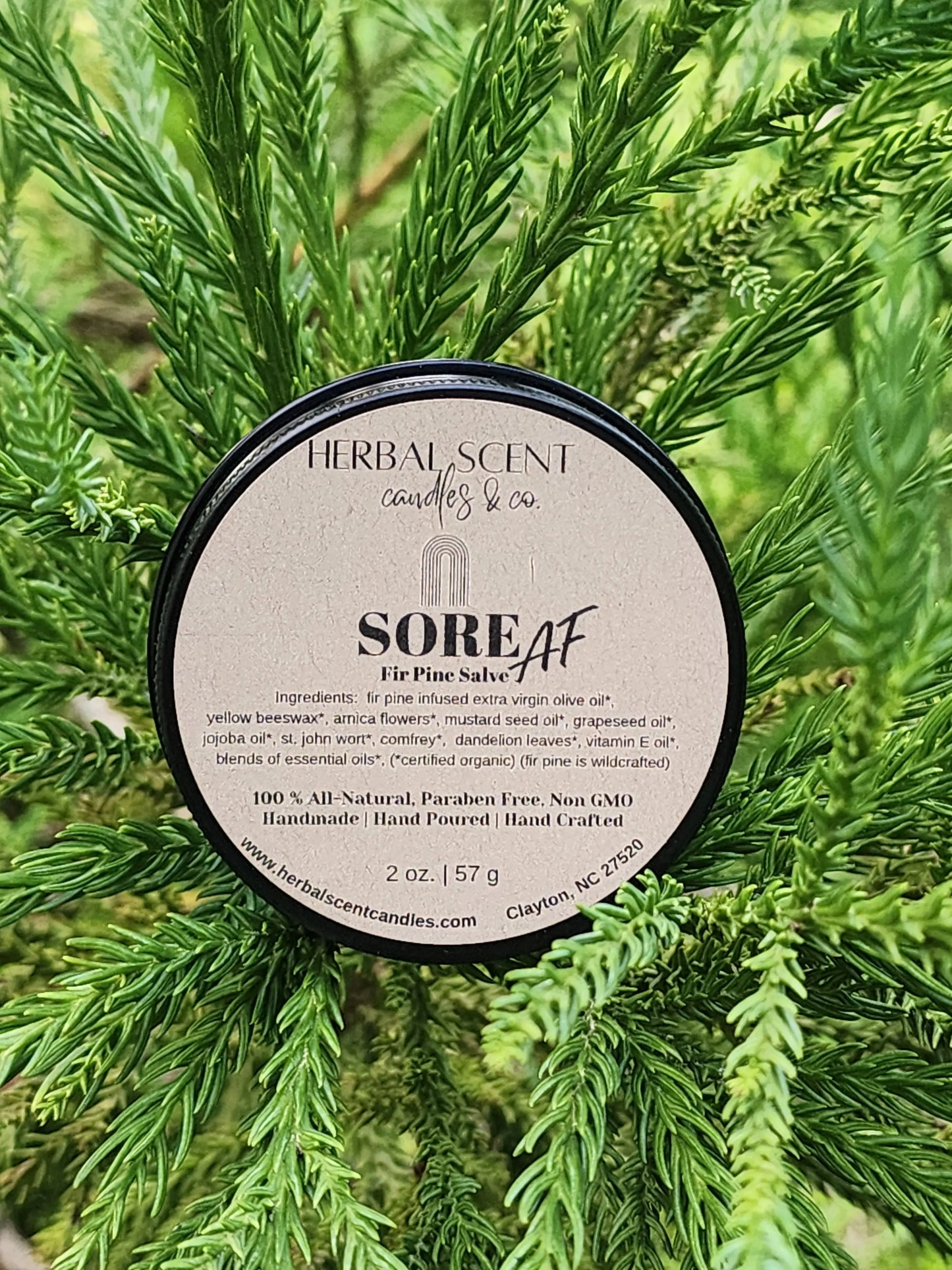 Sore AF Fir Pine Salve Herbal Scent Candle & Co.