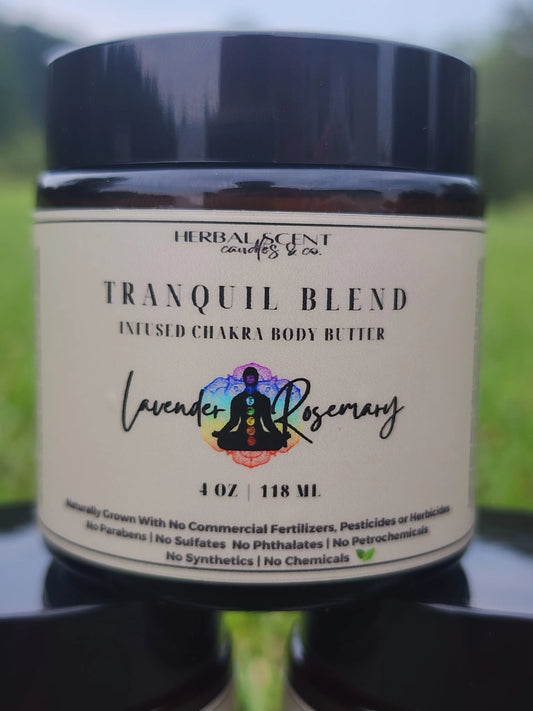 Tranquil Blend Lavender & Rosemary Infused Chakra Body Butter Herbal Scent Candles & Co.