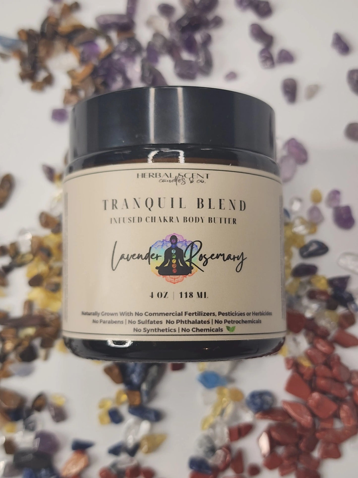 Tranquil Blend Lavender & Rosemary Infused Chakra Body Butter Herbal Scent Candles & Co.