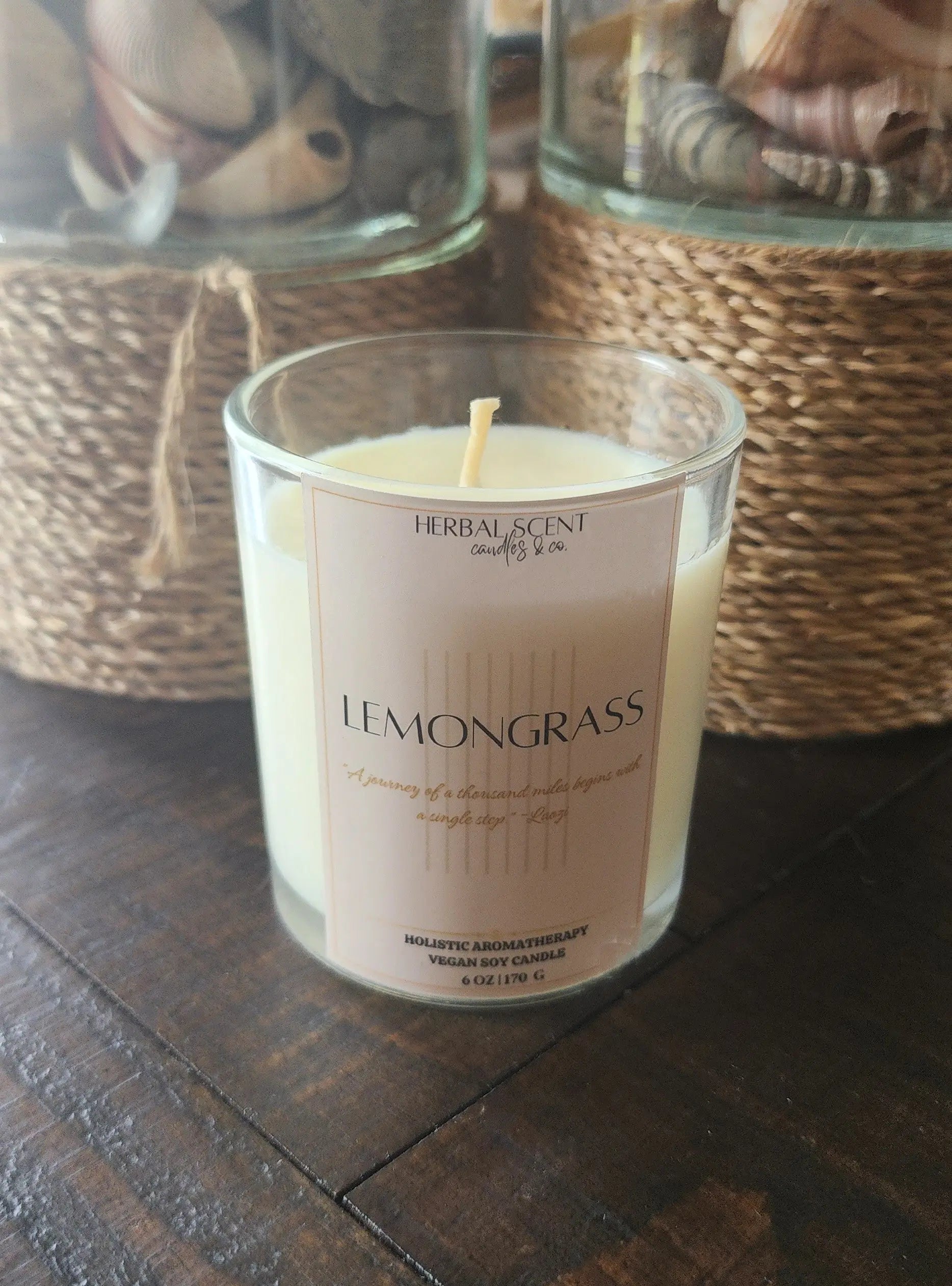 Lemongrass | Holistic Aromatherapy Vegan Soy Candle (Choose Your Wick) Herbal Scent Candles & Co.