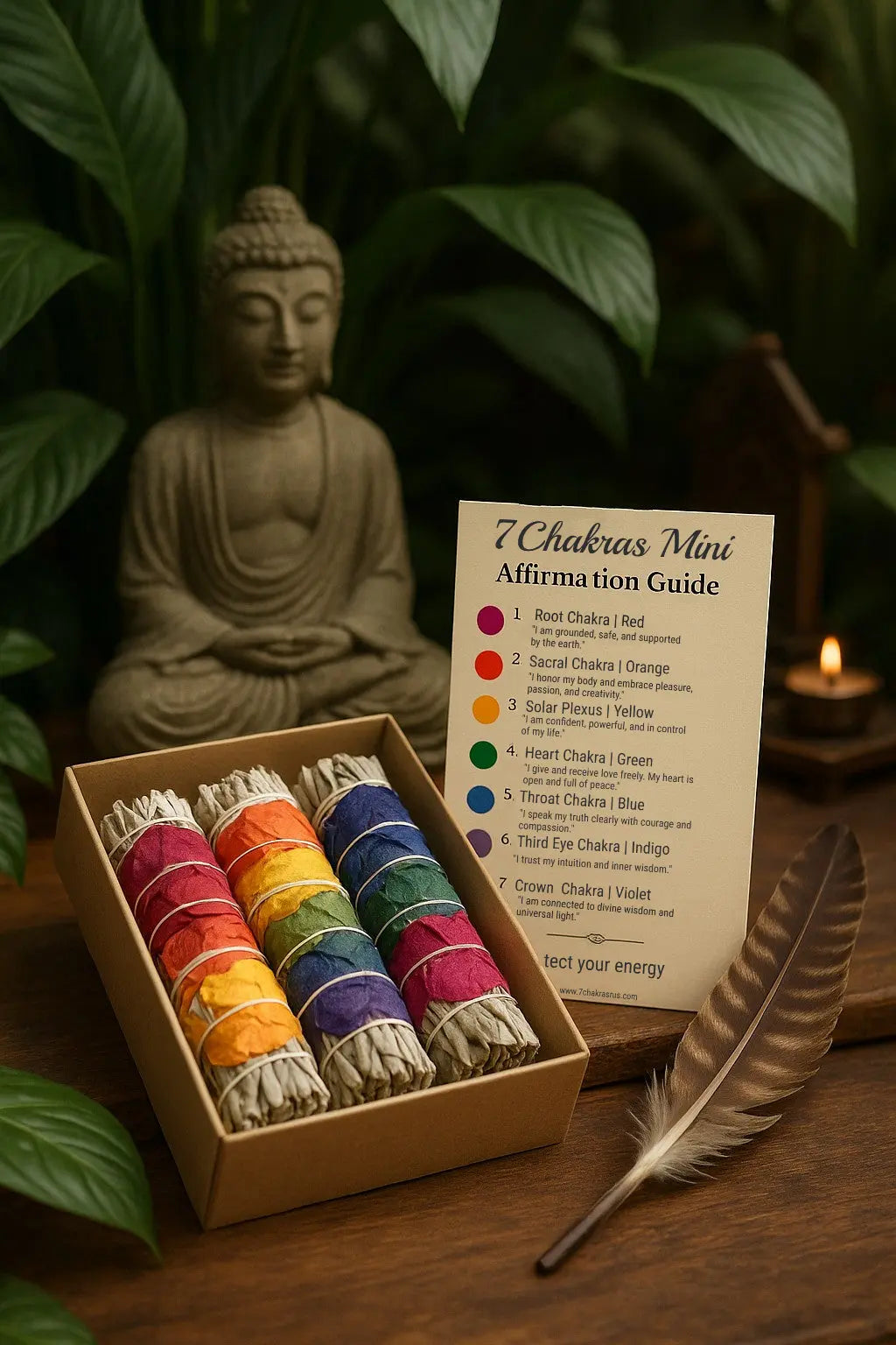 7Chakras Rose Petal White Sage Smudge Stick 7chakrasrus