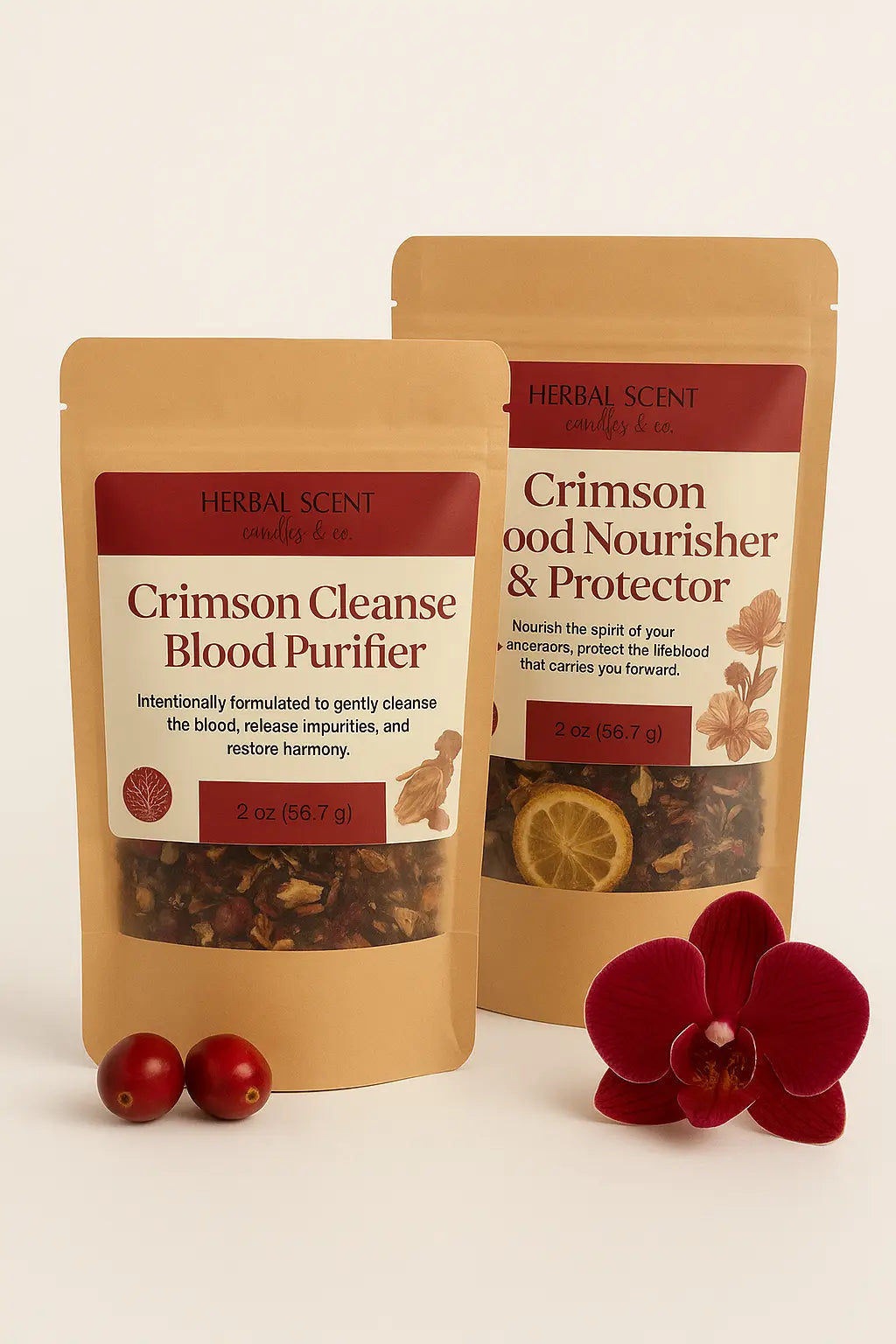 Blood Balance Bundle Crimson Blood Purifier and Crimson Blood Nourisher & Protector Herbal Tea Blends
