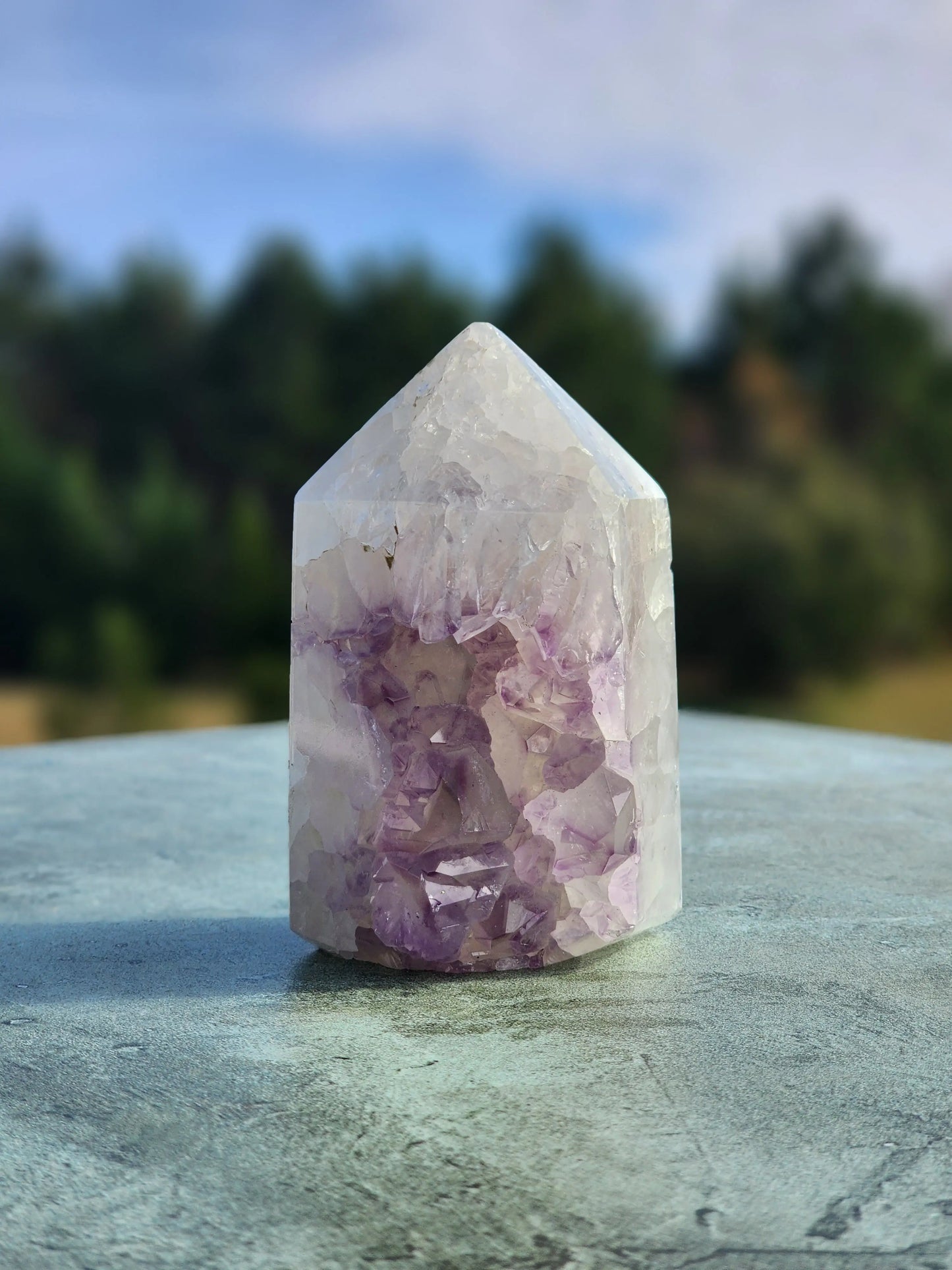 Natural Agate with Amethyst  Druze 7chakrasrus
