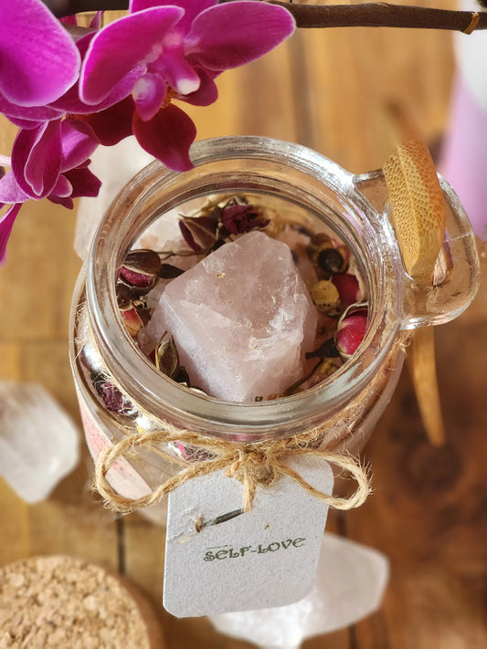 Self-Love All-Natural Organic Crystal Bath Soak Herbal Scent Candle & Co.