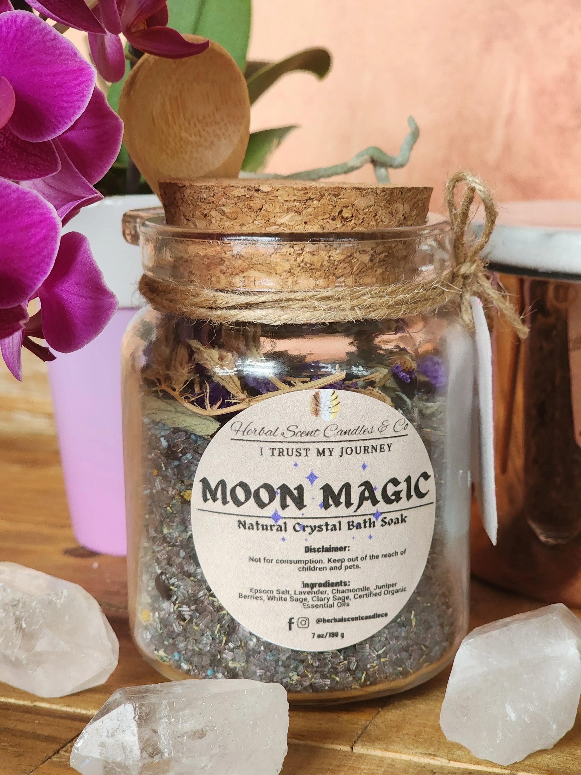 Moon Magic All-Natural Organic Crystal Bath Soak Herbal Scent Candles & Co.