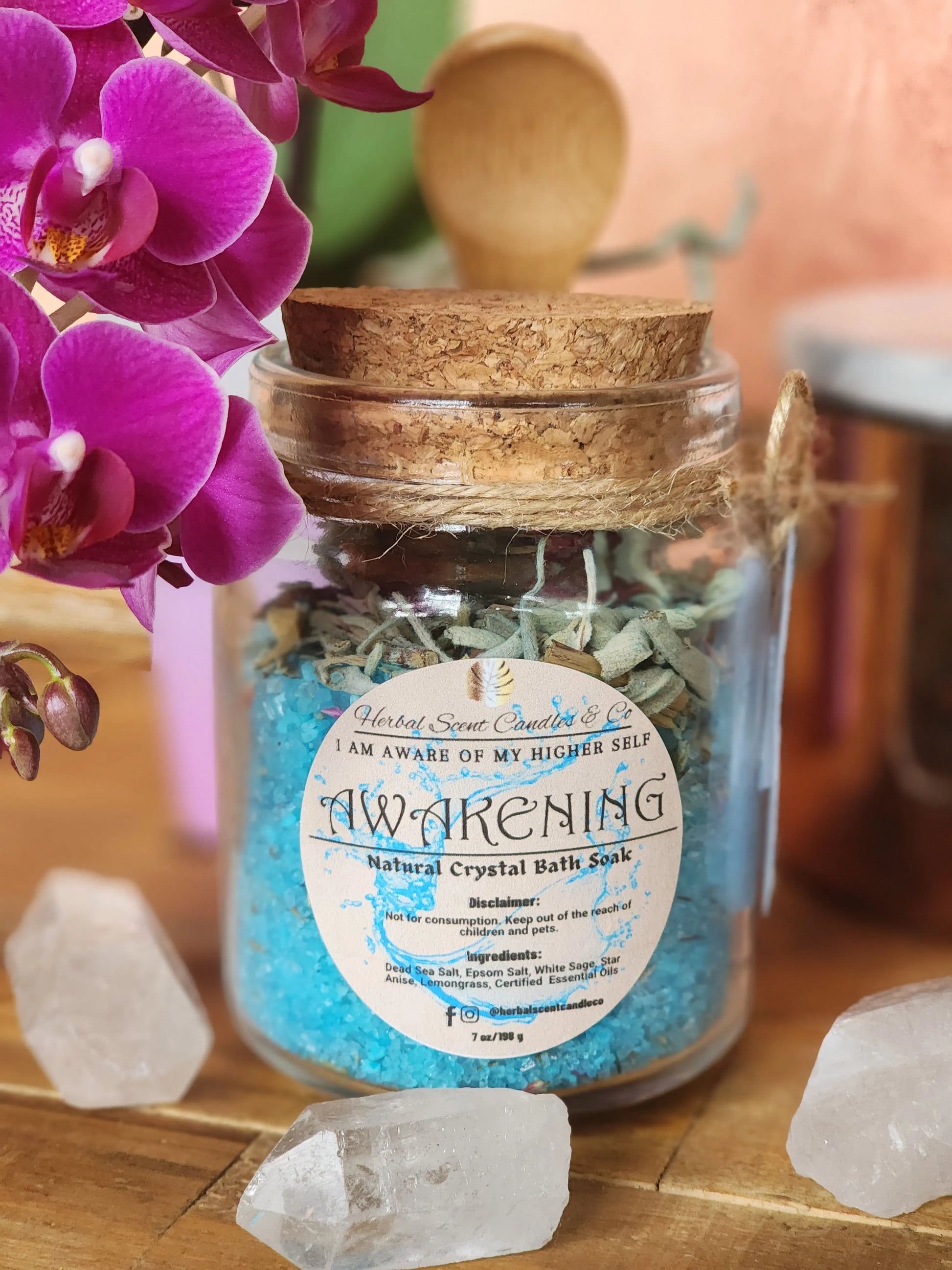 Awakening All-Natural Organic Crystal Bath Soak Herbal Scent Candles & Co.