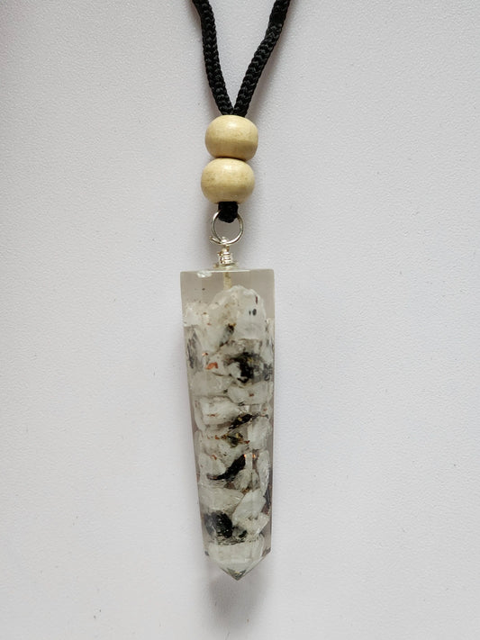 Moonstone Orgonite Pendant Clear Quartz Necklace | EMF Protection Jewelry | Healing for Women Men | Meditation Healing 7chakrasrus