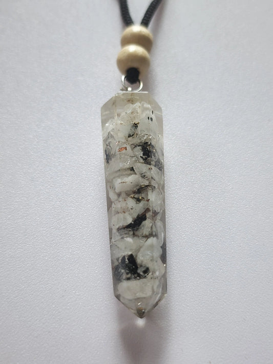 Moonstone Orgonite Pendant Clear Quartz Necklace | EMF Protection Jewelry | Healing for Women Men | Meditation Healing 7chakrasrus