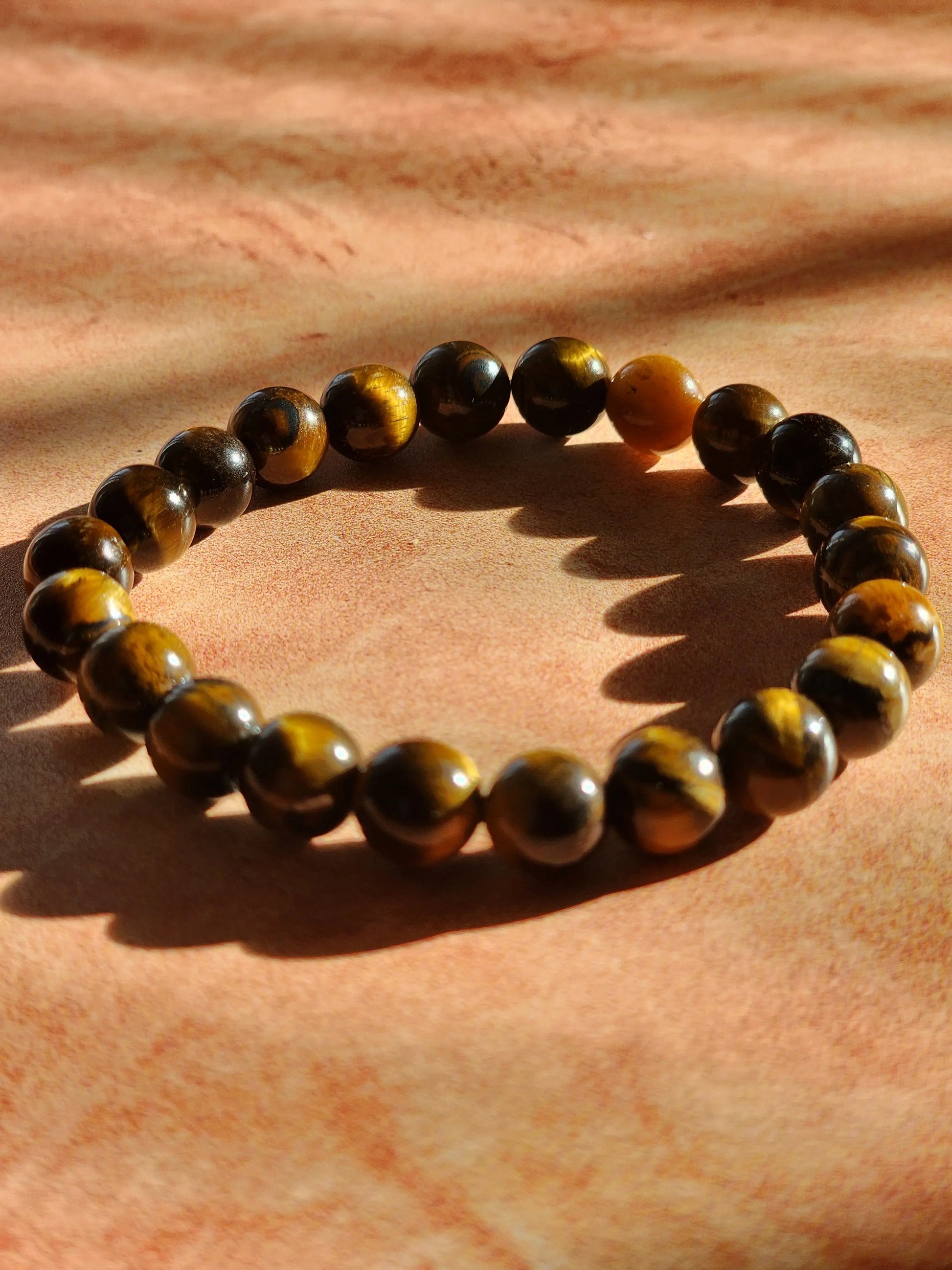 Tigers Eye Round Bead Bracelet 7chakrasrus