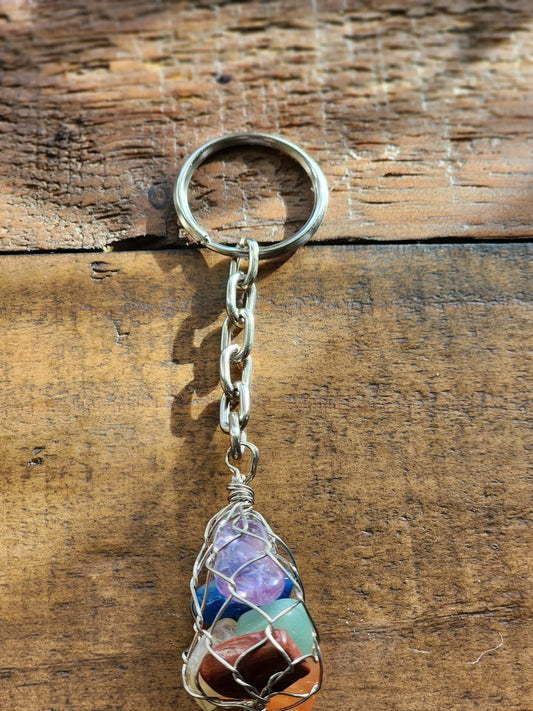 Seven Stone Chakra Keychain | Gold & Silver Toned Keychains 7chakrasrus