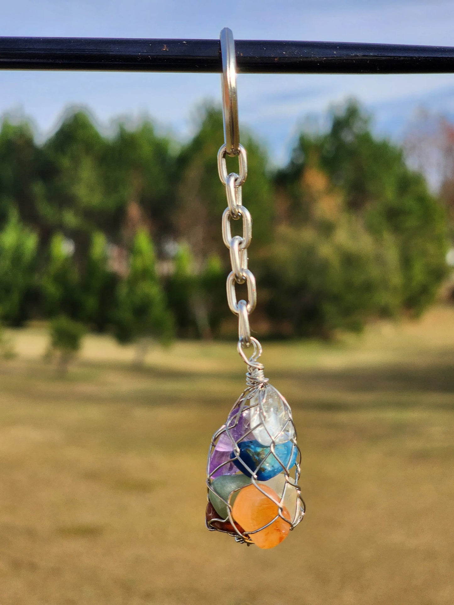 Seven Stone Chakra Keychain | Gold & Silver Toned Keychains 7chakrasrus