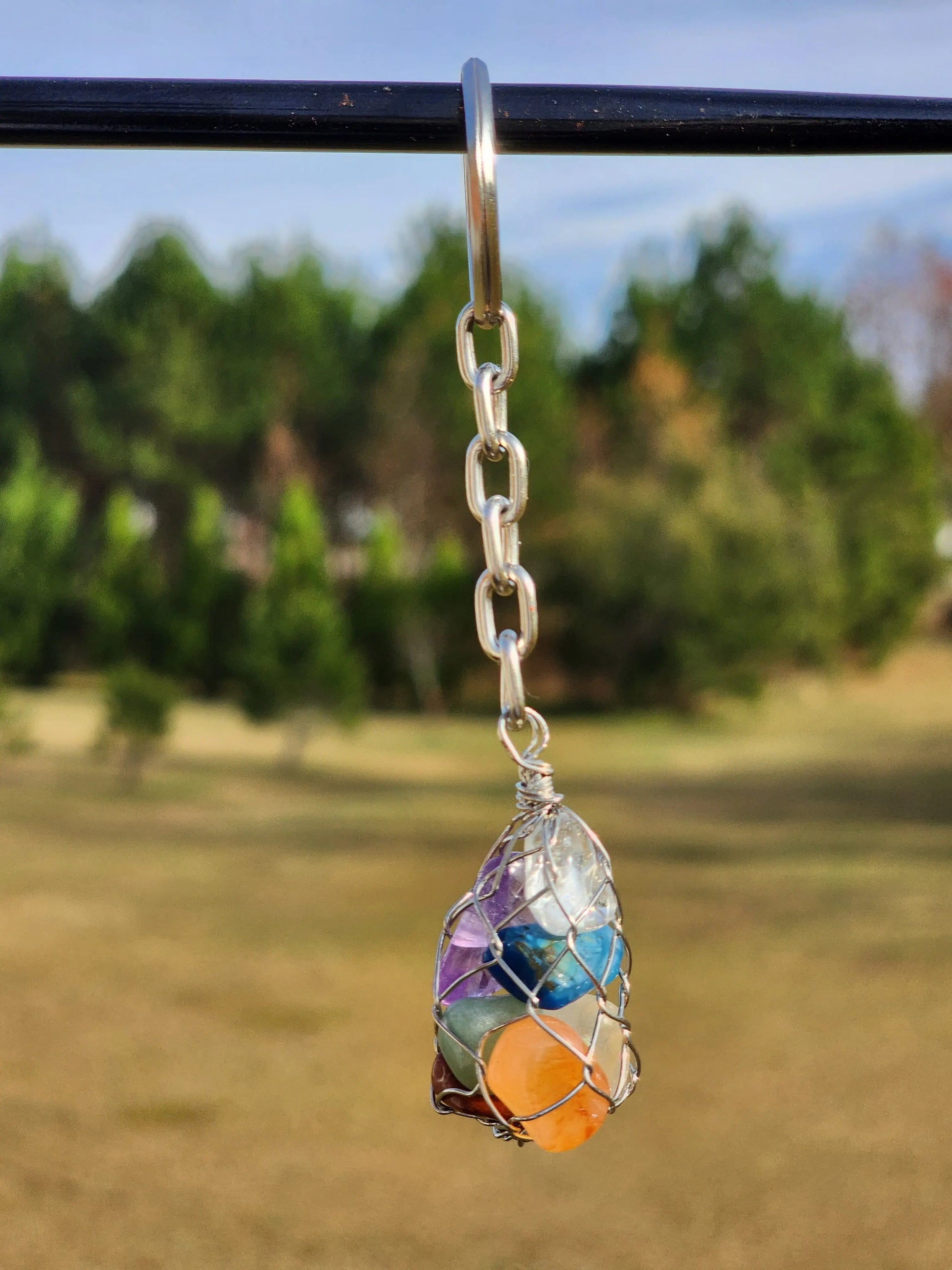 Seven Stone Chakra Keychain | Gold & Silver Toned Keychains 7chakrasrus
