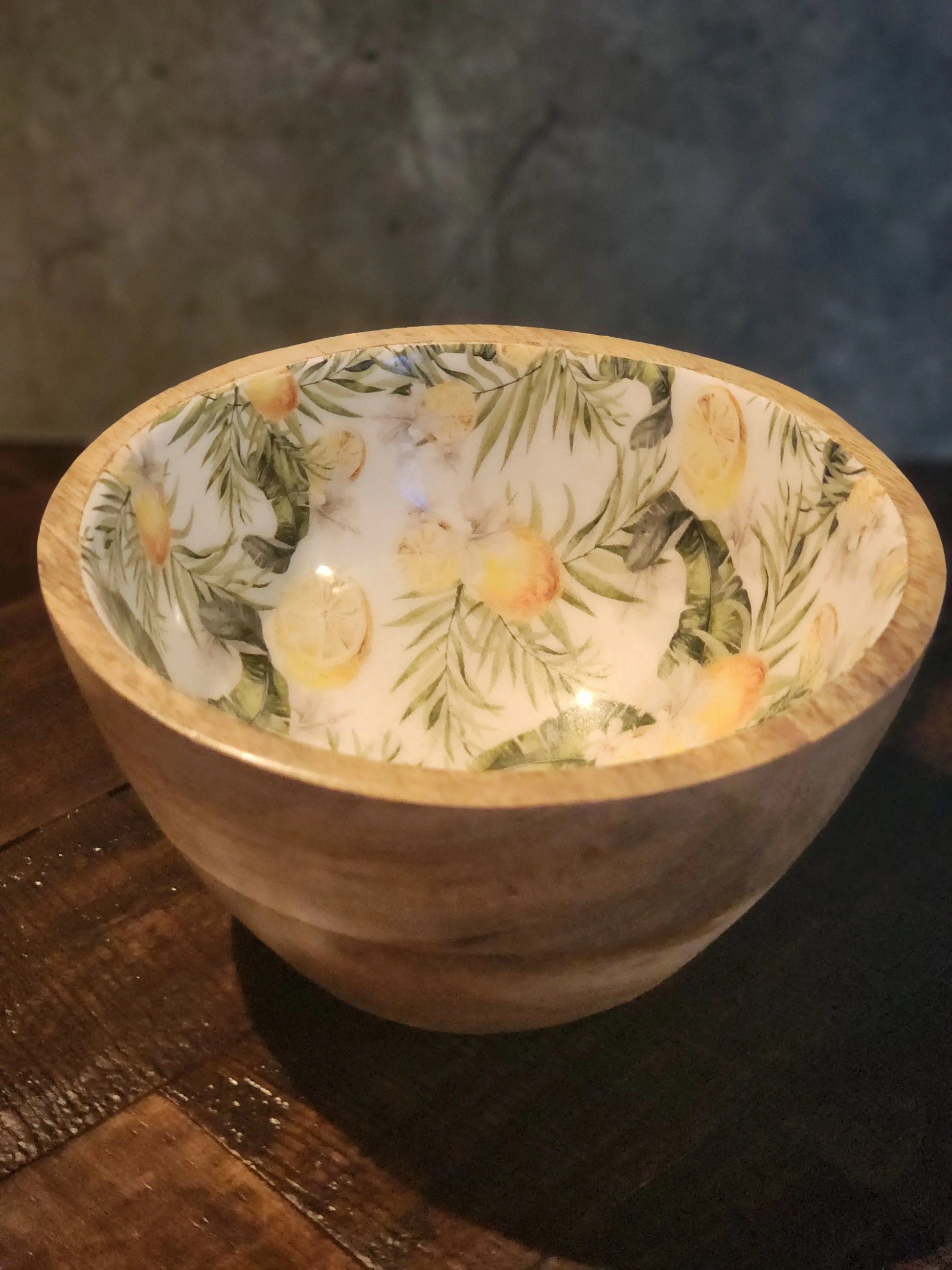 Citrus Lemon-Mango Wood Bowl Candle Set Herbal Scent Candles & Co.