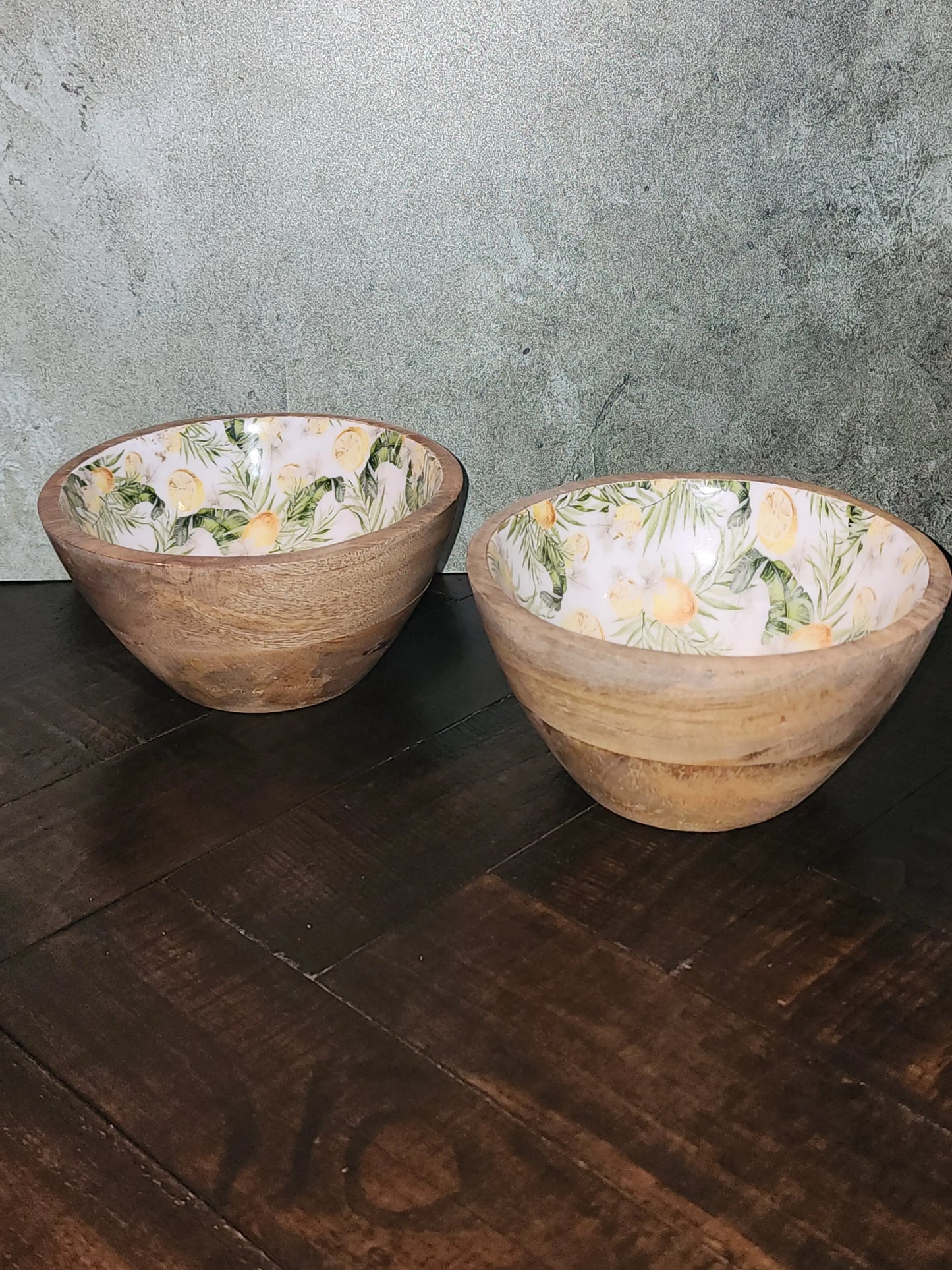 Citrus Lemon-Mango Wood Bowl Candle Set Herbal Scent Candles & Co.