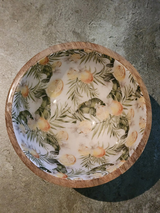 Citrus Lemon-Mango Wood Bowl Candle Set Herbal Scent Candles & Co.