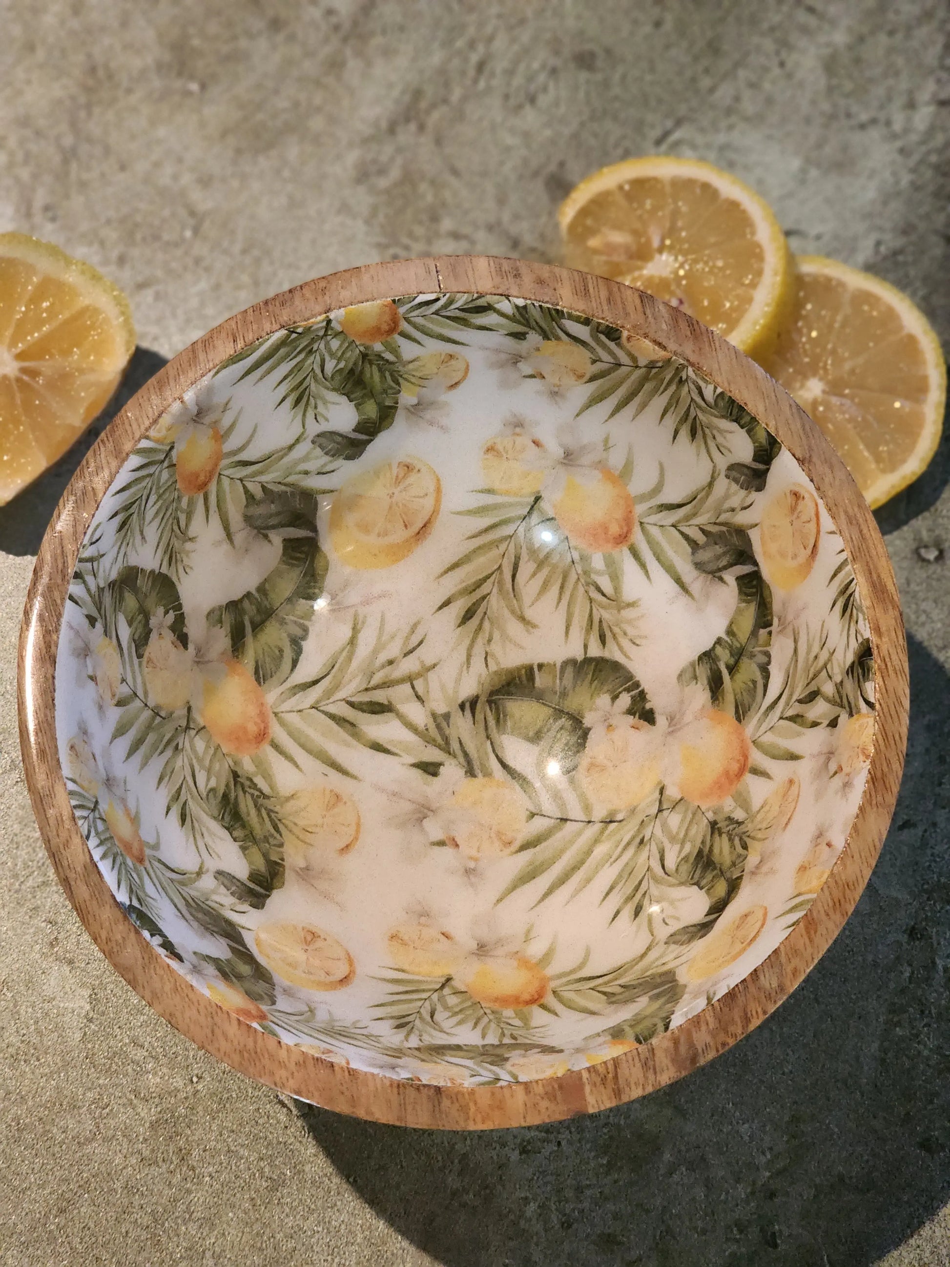 Citrus Lemon-Mango Wood Bowl Candle Set Herbal Scent Candles & Co.