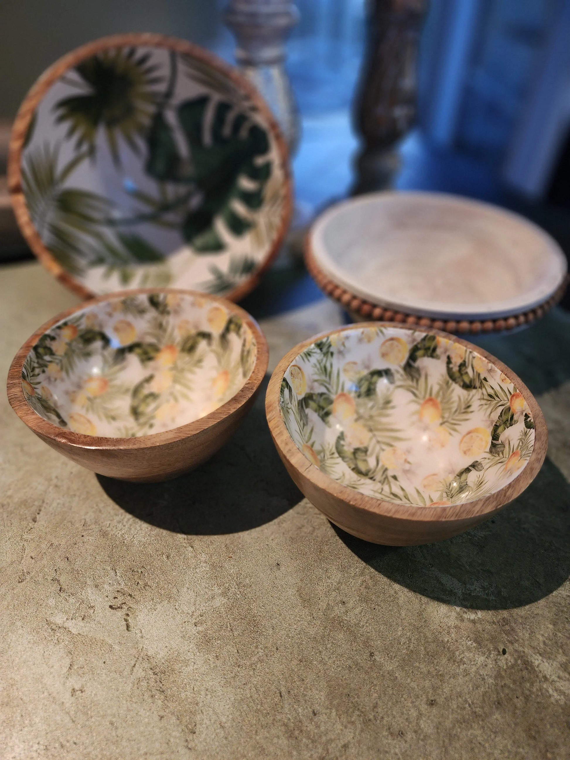 Citrus Lemon-Mango Wood Bowl Candle Set Herbal Scent Candles & Co.