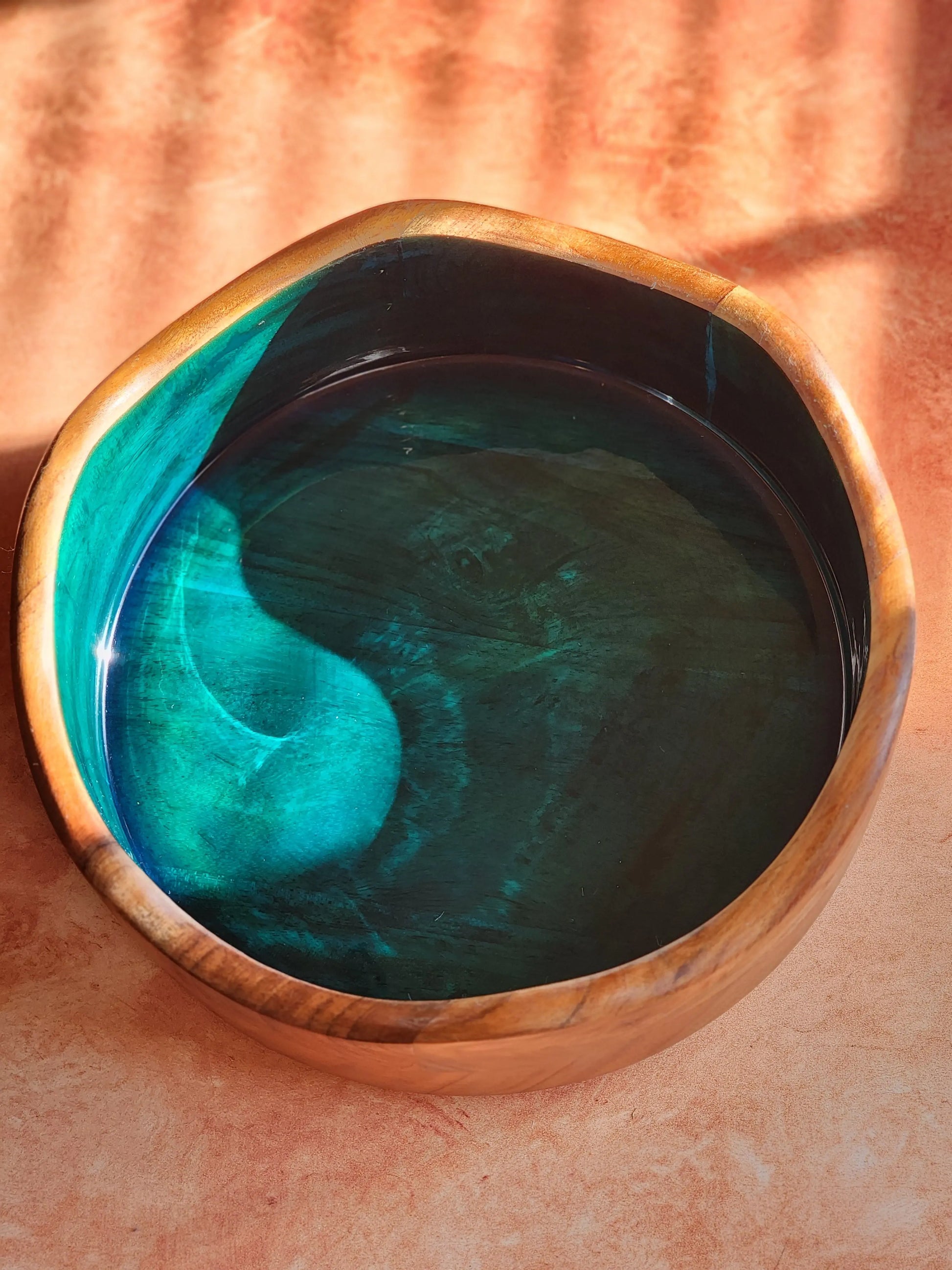 Customized "Green Energy" Acacia Wood Candle Bowl 7chakrasrus