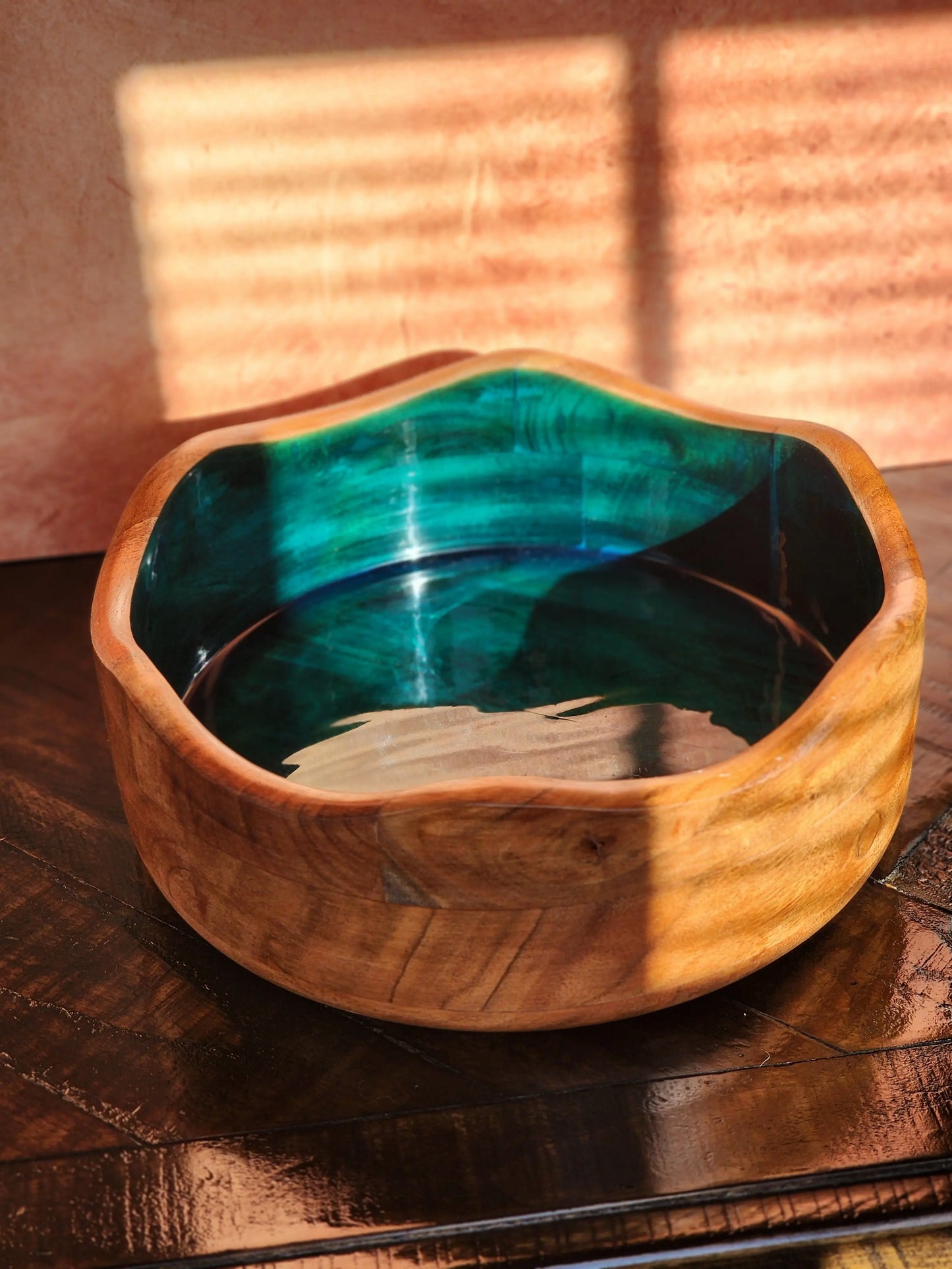 Customized "Green Energy" Acacia Wood Candle Bowl 7chakrasrus