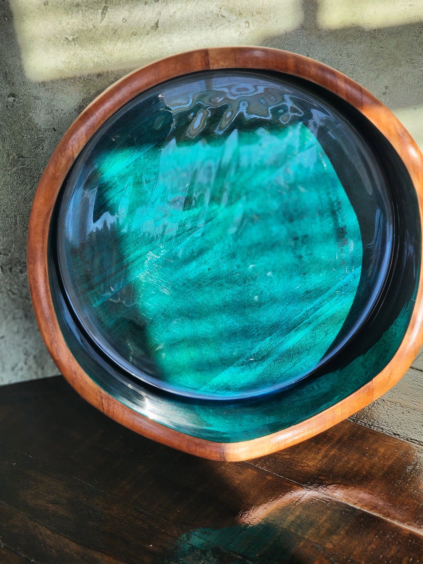 Customized "Green Energy" Acacia Wood Candle Bowl 7chakrasrus