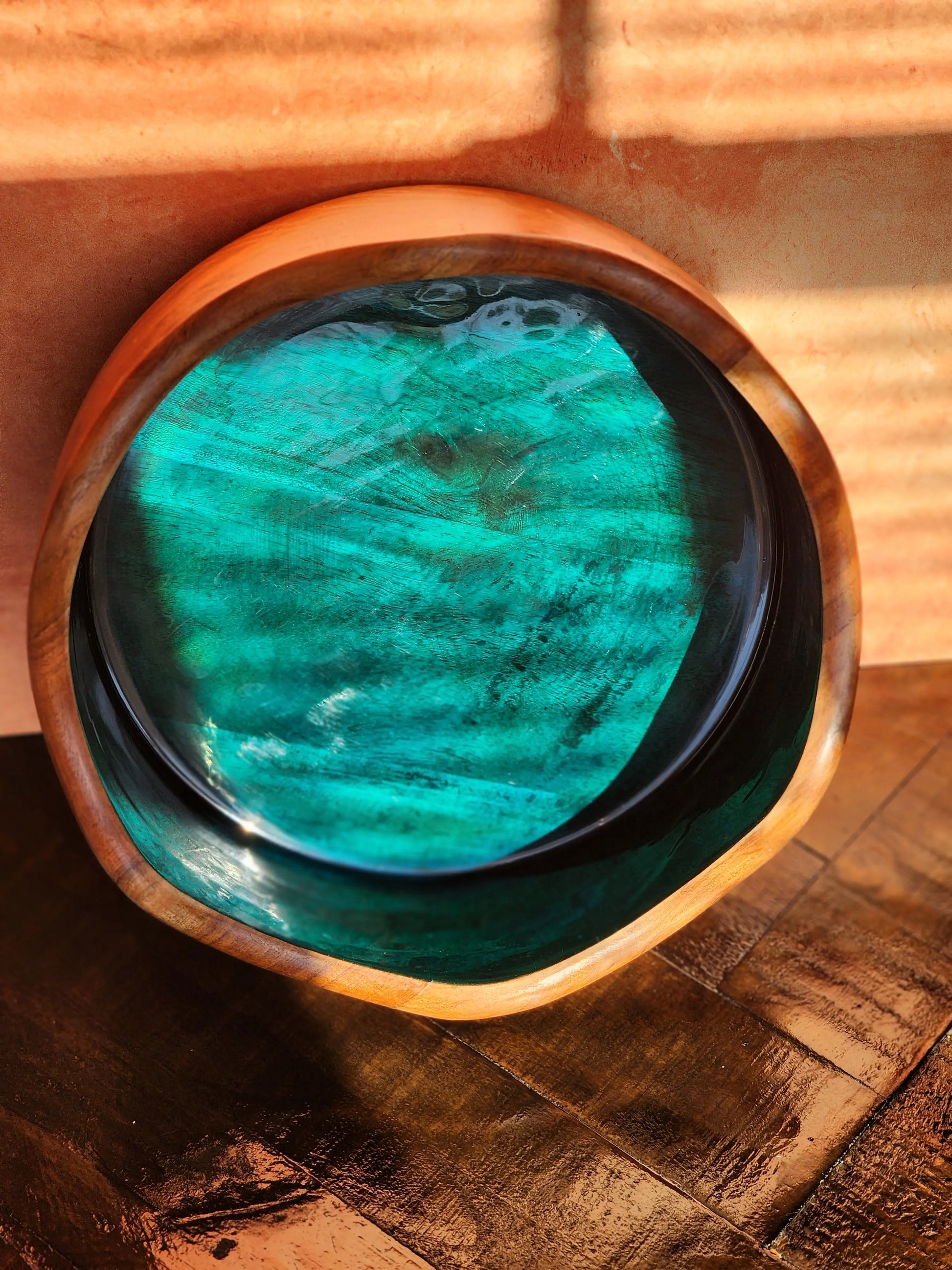 Customized "Green Energy" Acacia Wood Candle Bowl 7chakrasrus