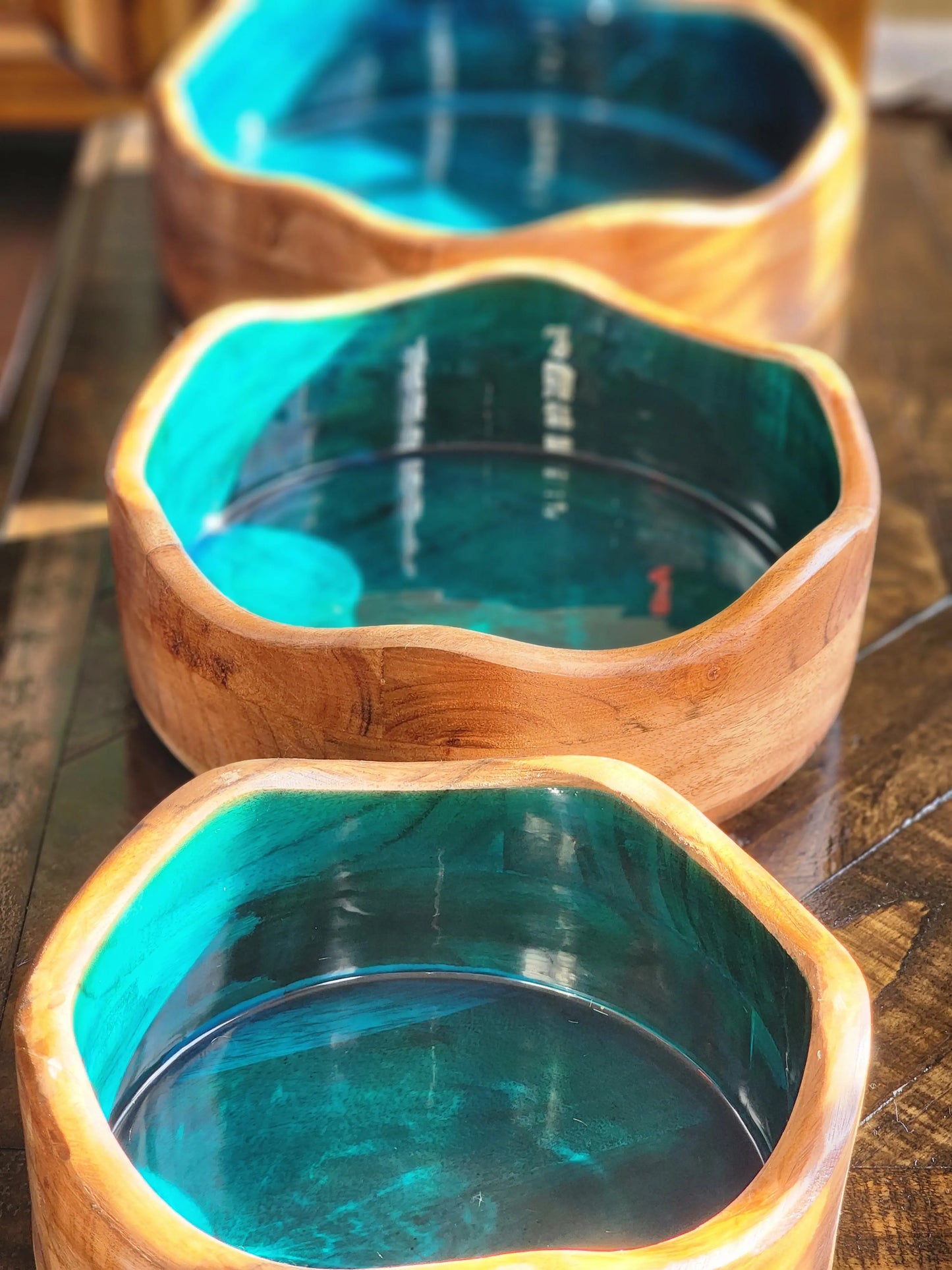 Customized "Green Energy" Acacia Wood Candle Bowl 7chakrasrus