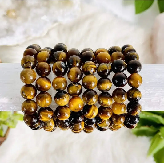 Tigers Eye Round Bead Bracelet 7chakrasrus