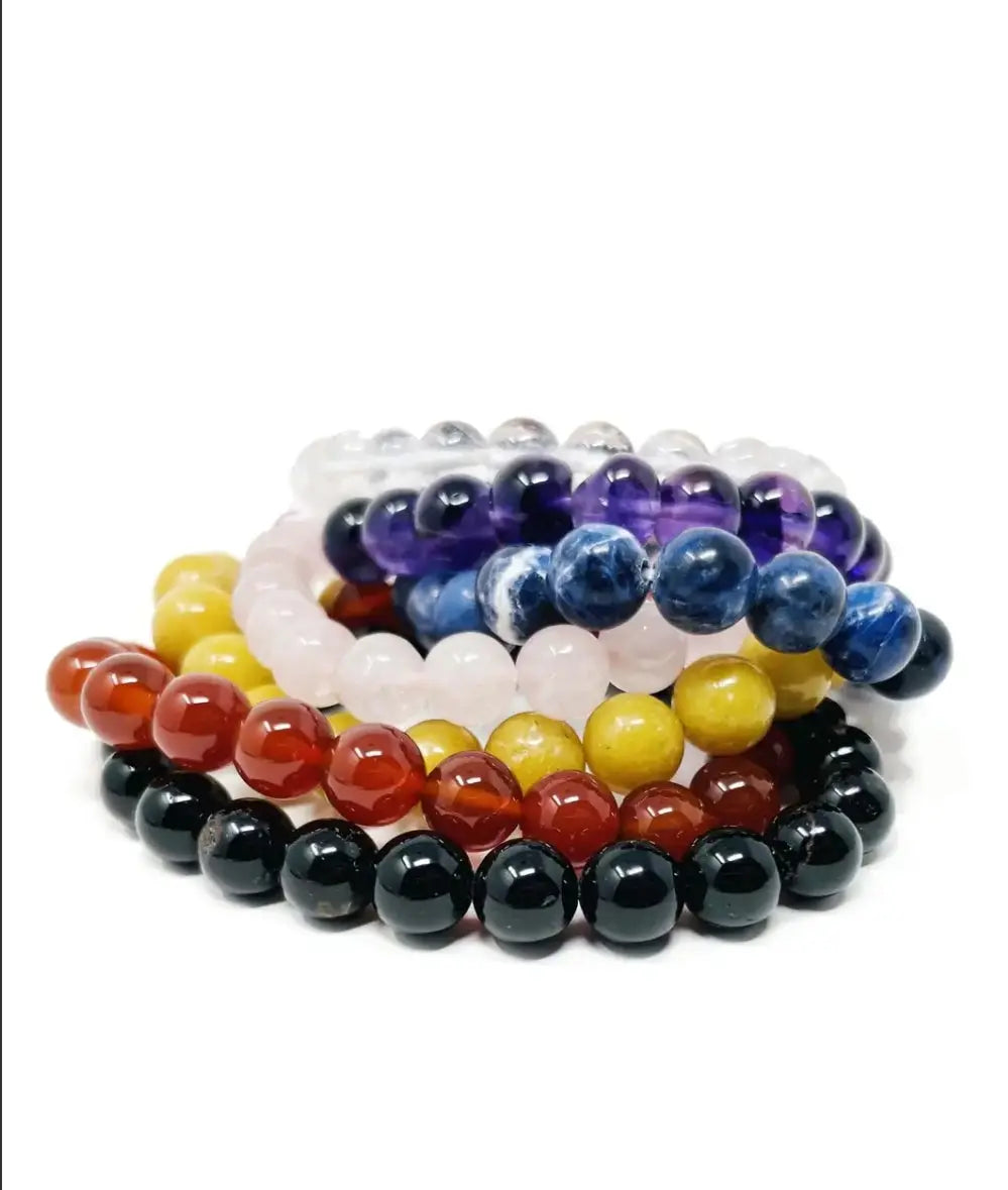 Black Tourmaline "I Guard Souls" Beaded Bracelet 7chakrasrus
