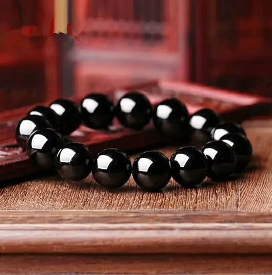 Black Tourmaline "I Guard Souls" Beaded Bracelet 7chakrasrus