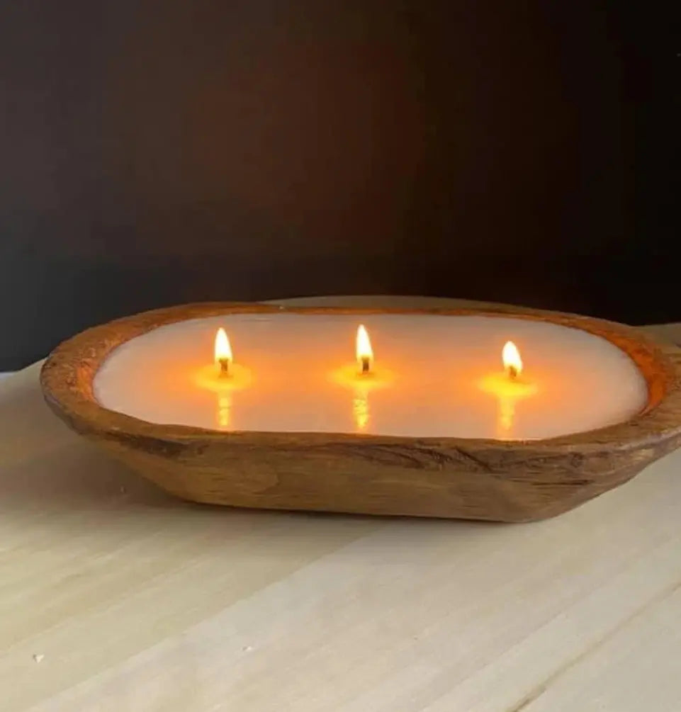 Customized 3-Hemp Wick Hand Poured Dough Bowl Candle Herbal Scent Candles & Co.