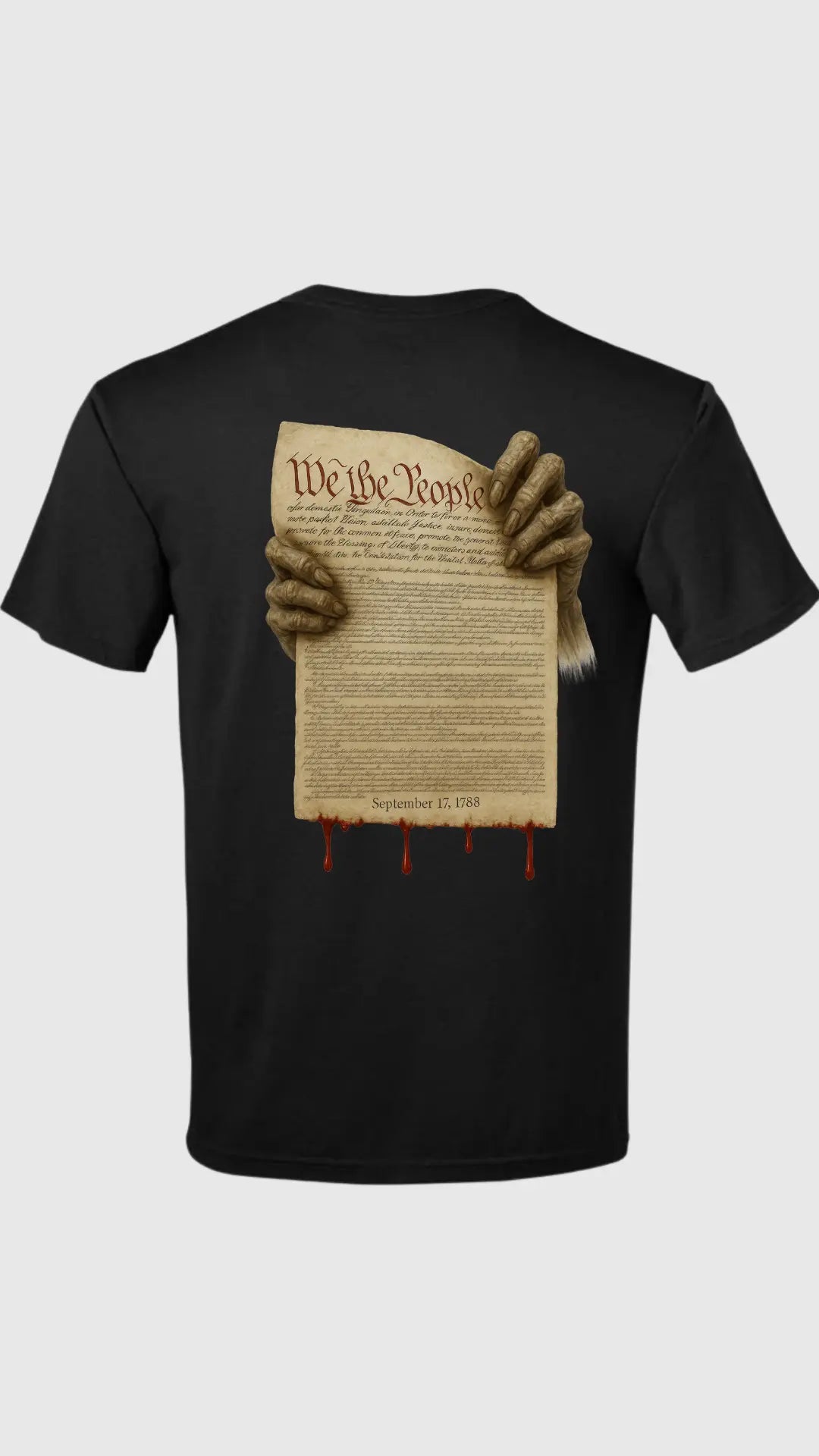 US Constitution with Skull hands