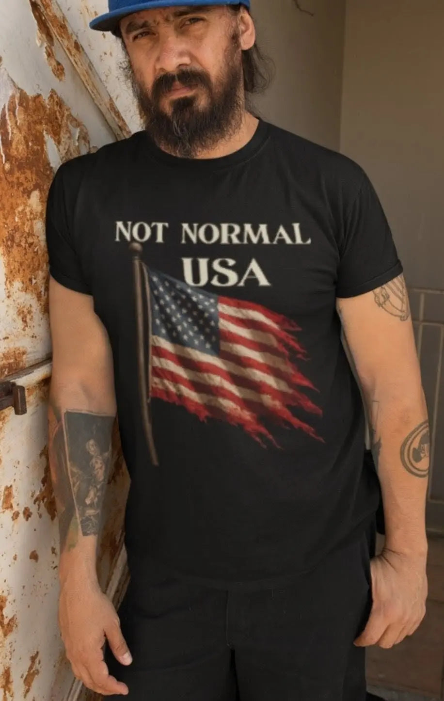 Not Normal USA T-Shirt - Not Normal USA is above flag