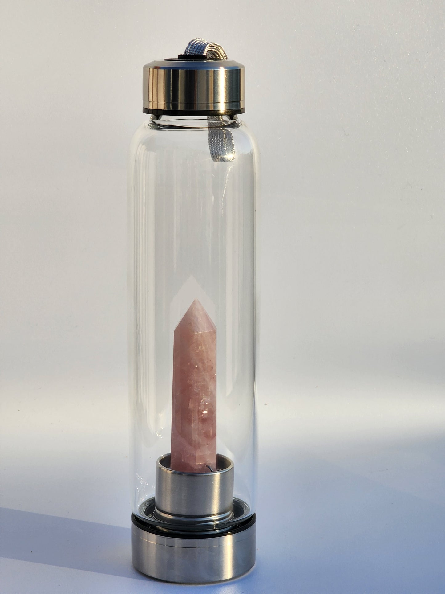 Positively Charged Crystal Infused Water Bottle With Natural Point Healing Wand