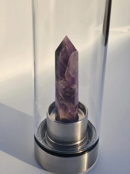Positively Charged Crystal Infused Water Bottle With Natural Point Healing Wand 7chakrasrus