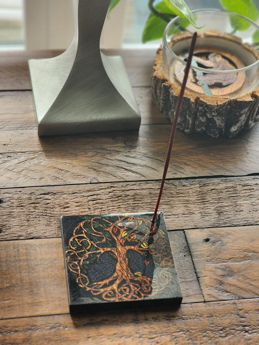 Tree of Life Wooden Incense Holder