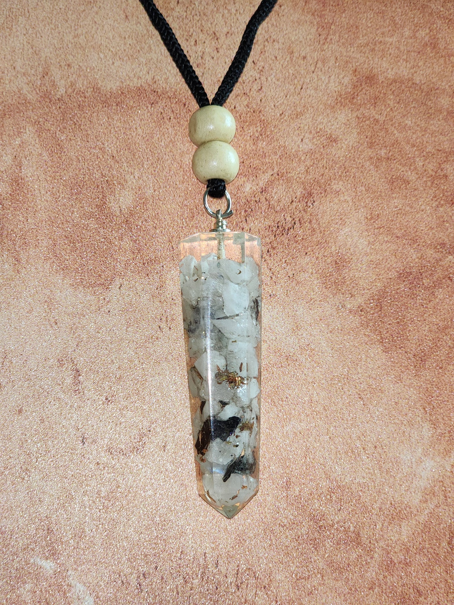 Moonstone Orgonite Pendant Clear Quartz Necklace | EMF Protection Jewelry | Healing for Women Men | Meditation Healing