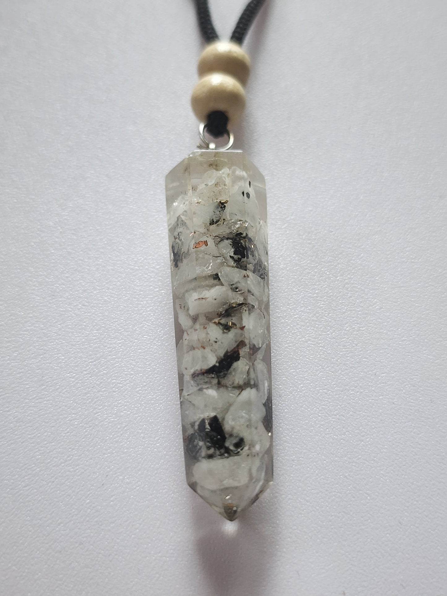 Moonstone Orgonite Pendant Clear Quartz Necklace | EMF Protection Jewelry | Healing for Women Men | Meditation Healing