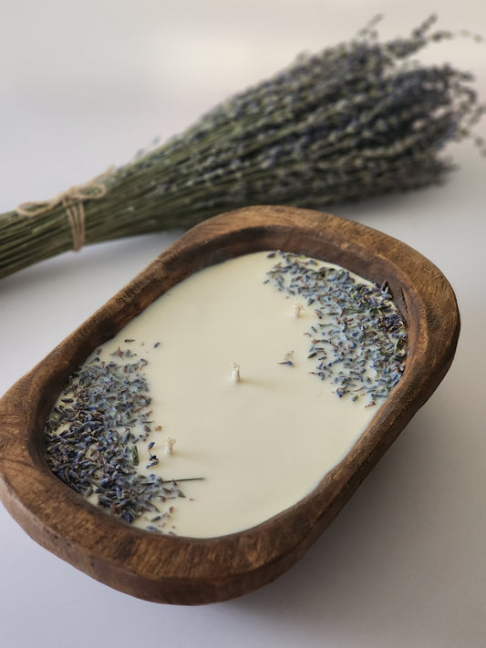 3-Wick Lavender Soy Wax Dough Bowl Candle