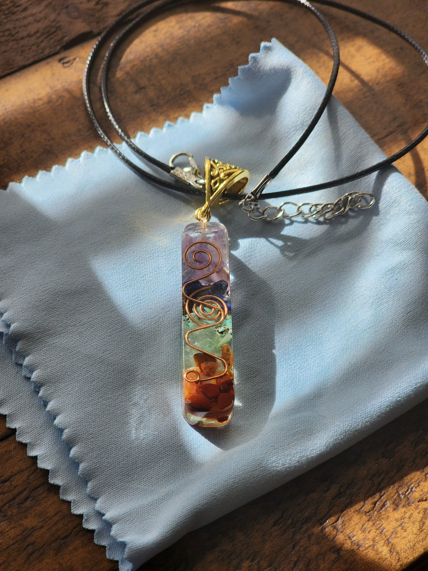 Orgonite 7Chakras Balancing Crystal Necklace | EMF Protection Jewelry | Balance, Alignment, Clarity