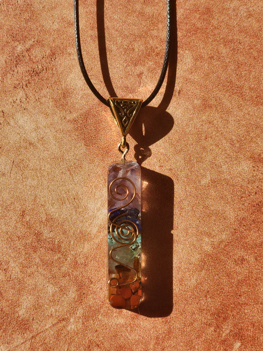 Orgonite 7Chakras Balancing Crystal Necklace | EMF Protection Jewelry | Balance, Alignment, Clarity
