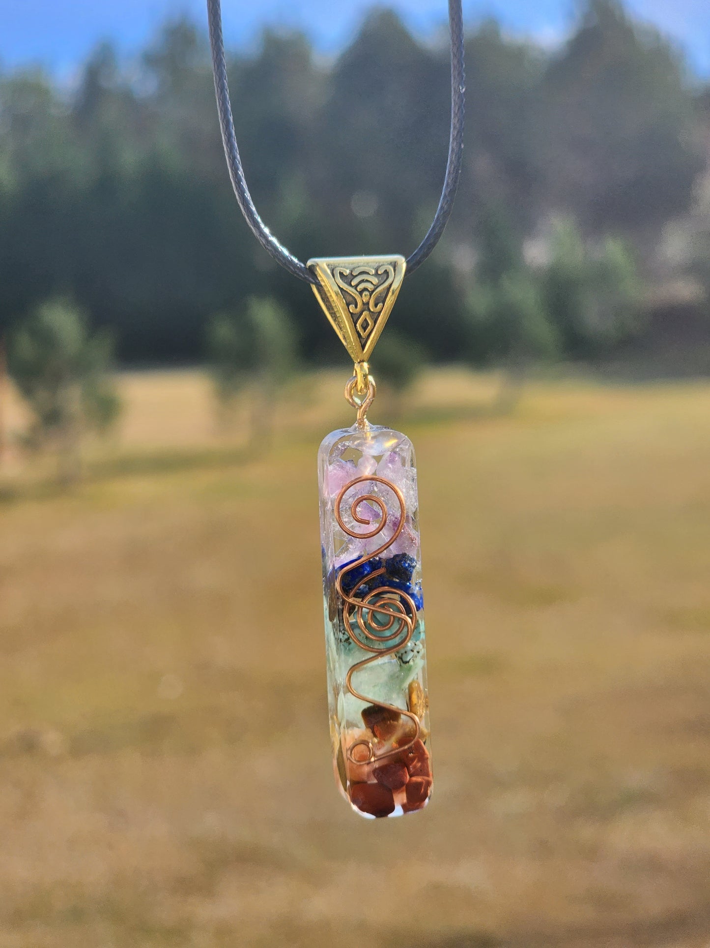 Orgonite 7Chakras Balancing Crystal Necklace | EMF Protection Jewelry | Balance, Alignment, Clarity