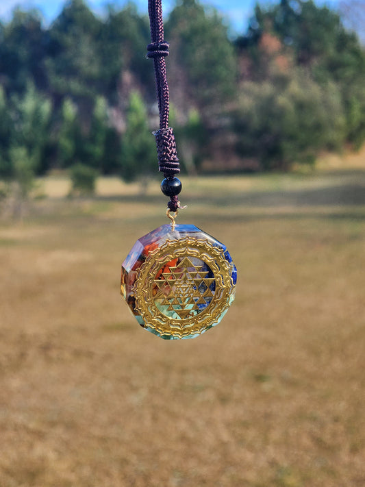 Orgonite 7Chakras Crystal Luminous Meditation Pendant | EMF Protection Jewelry