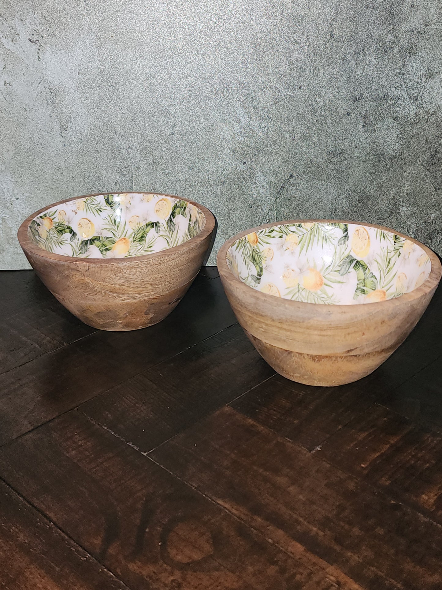 Citrus Lemon-Mango Wood Bowl Candle Set