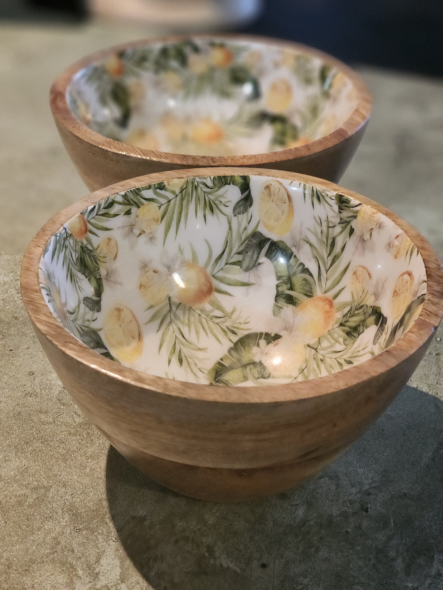 Citrus Lemon-Mango Wood Bowl Candle Set